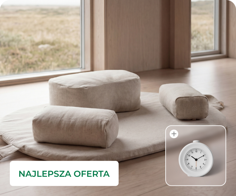 Zestaw do medytacji Mudita Oasis Memory Foam i budzik Mudita Bell 2